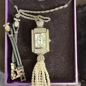 Suzanne Somers Vintage Elegant Women's Watch Necklace and Interchangeable Watch